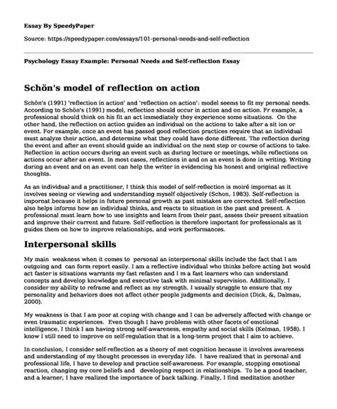 Psychology Essay Example Personal Needs And Self Reflection