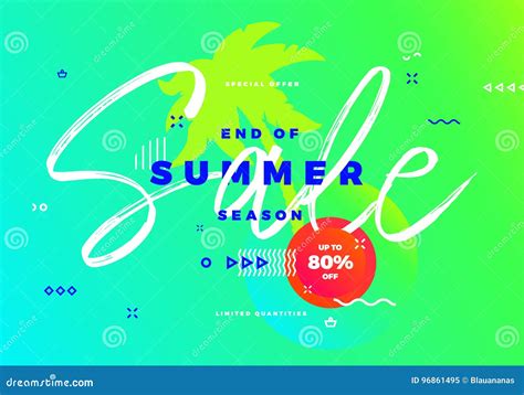 End Of Summer Season Sale Banner Tropic Stock Vector Illustration Of