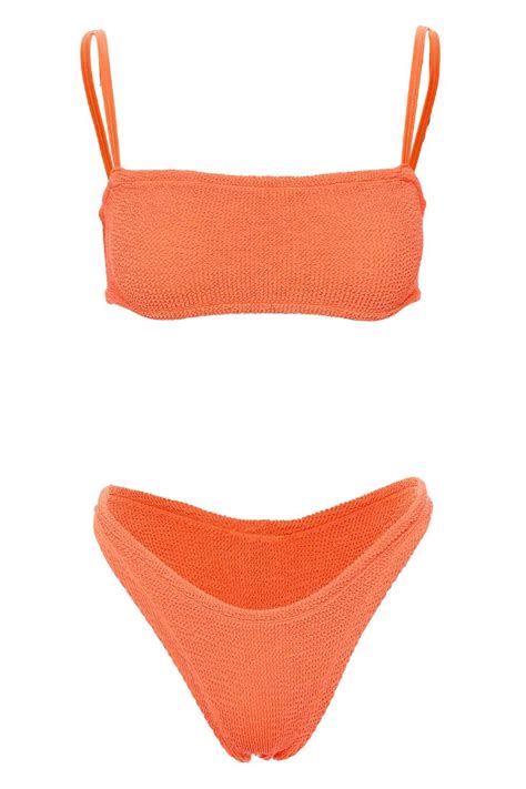 Hunza G Gigi Crinkle Bikini Set In Orange Lyst