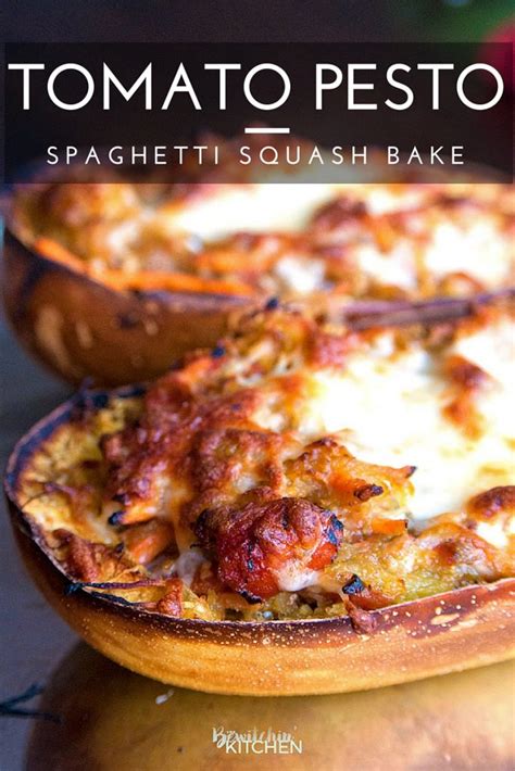 Tomato Pesto Spaghetti Squash Bake The Bewitchin Kitchen