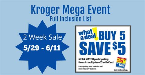 Kroger Mega Event Buy Save Full Inclusion List Week Sale