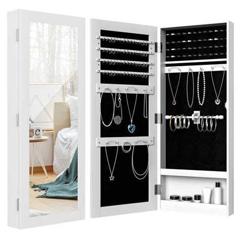 COSTWAY Armoire à Bijoux Mural avec Miroir 35 2 x 9 2 x 88 2 cm