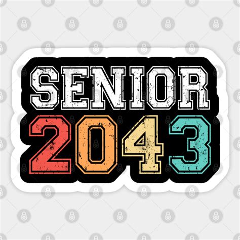 Senior 2043 Graduation Retro Vintage Class Of 2043 Sticker Teepublic