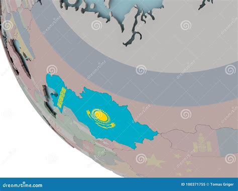 Kazakhstan With Flag Illustration Stock Illustration Illustration Of