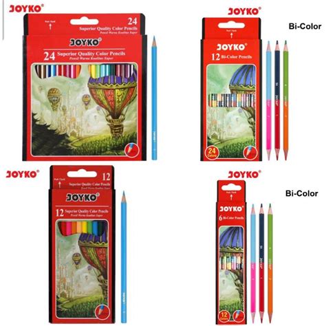 Jual Joyko Pensil Warna Panjang Mewarnai Bi Color Isi 24 Dan 12 Warna