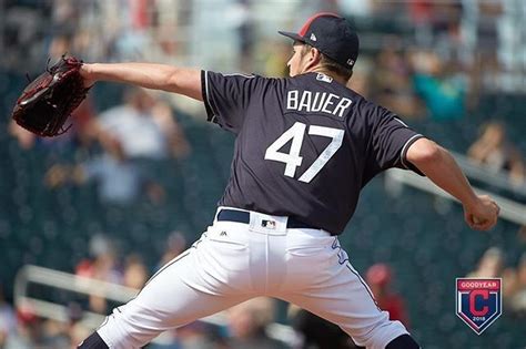 Cleveland Indians Trevor Bauer pitching against the Rangers. Bauer ...