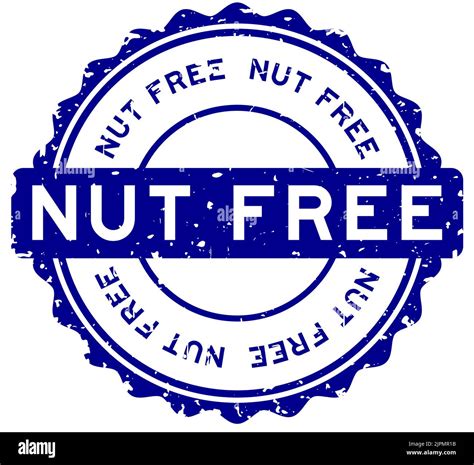 Grunge Blue Nut Free Word Round Rubber Seal Stamp On White Background