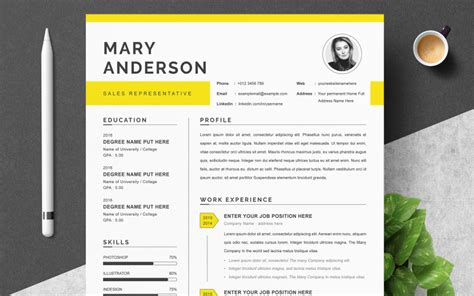 Mary Anderson Modern Resume Template Templatemonster