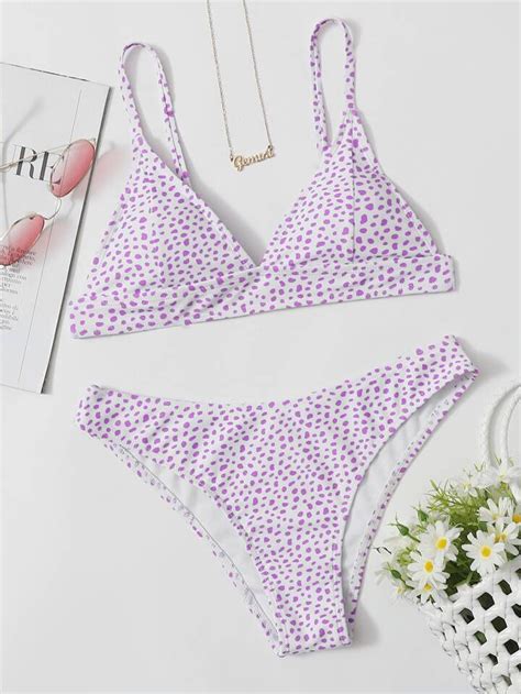 Bikini Malla Blanca Puntos Lilas Saldos Vip Tienda Virtual