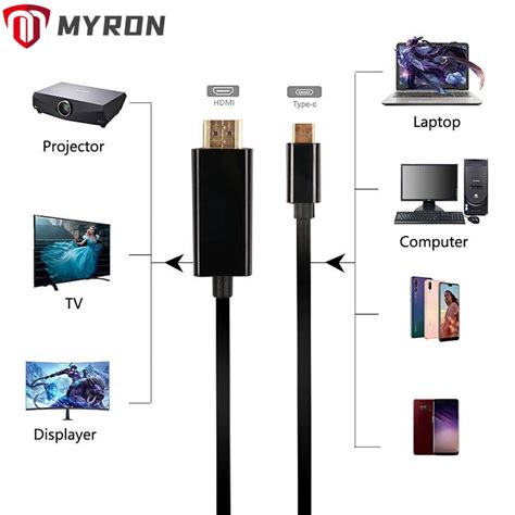 Myron อะแดปเตอร์ทีวี สายเคเบิล 4k 30 60hz Usb C Type C เป็น Hdmi 4k 1 8 ม สําหรับโทรศัพท์มือถือ