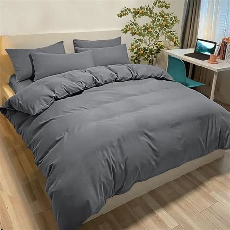 Housse De Couette X Cm Avec Taies Oreiller X Cm Gris