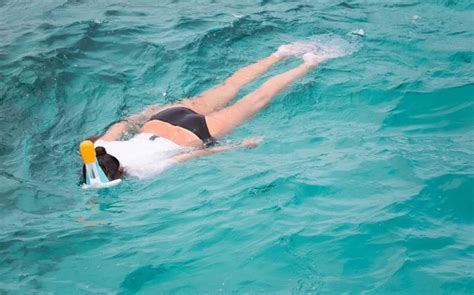 Woman Swimming With Snorkel Images Libres De Droit Photos De Woman