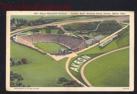 University of Akron Zips Ohio Football Stadium Rubber Bowl OLD Postcard ...