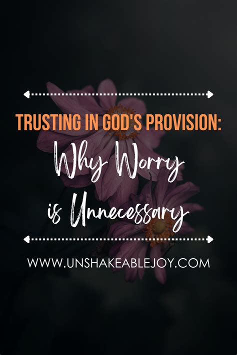 trusting  gods provision unshakeable joy