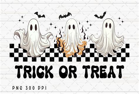 Trick Or Treat Ghost Retro Halloween PNG Graphic By Flora Co Studio