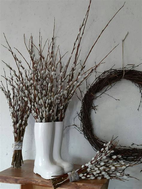 Long Pussy Willow Bunch Arrangement Willow Branches Dried