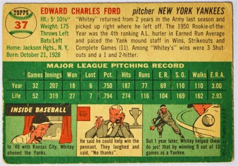 1954 TOPPS 37 Whitey Ford Signature EBay