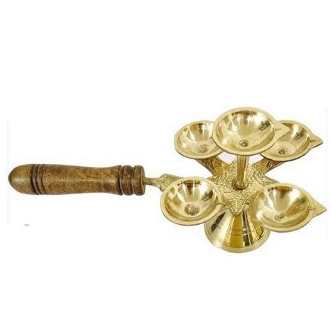 Panch Arti Unique Brass Kapoor Aarti Diya For Home As Well As Temple