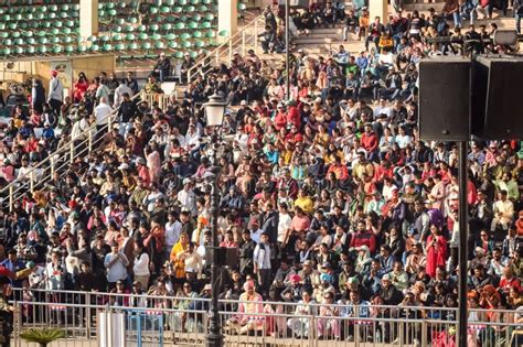 Wagah Border Amritsar Punjab India 02 February 2023 Flag Ceremony