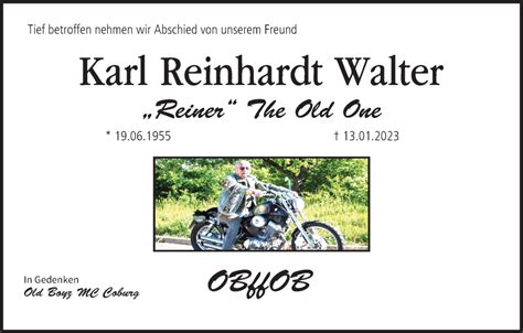 Karl Reinhardt Walter Traueranzeige Trauer Infranken De