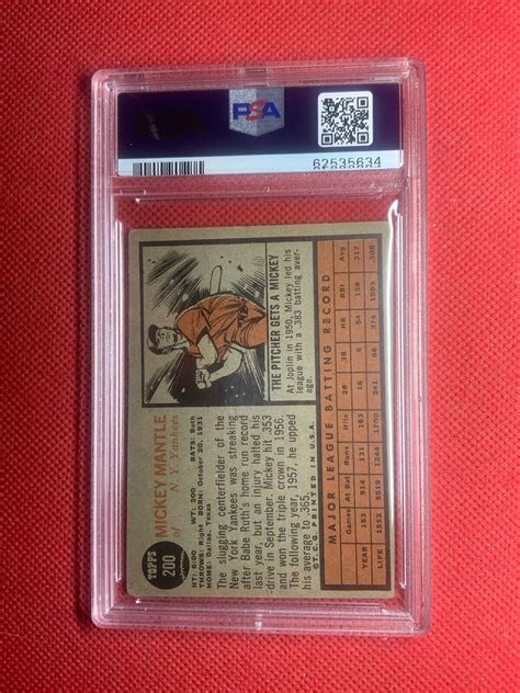 1962 Topps MICKEY MANTLE 200 Vintage GRADED PSA 2 EBay