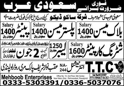 Painter Plaster Mason Jobs In Saudi Arabia Job