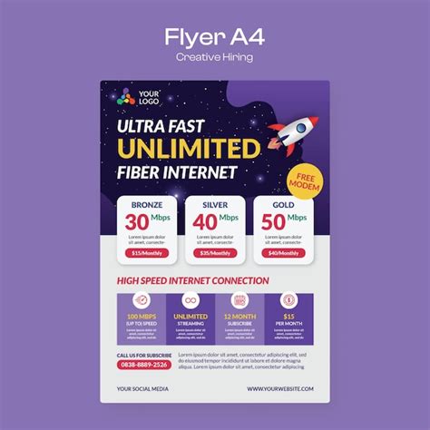 Premium Vector Internet Provider Flyer Purple