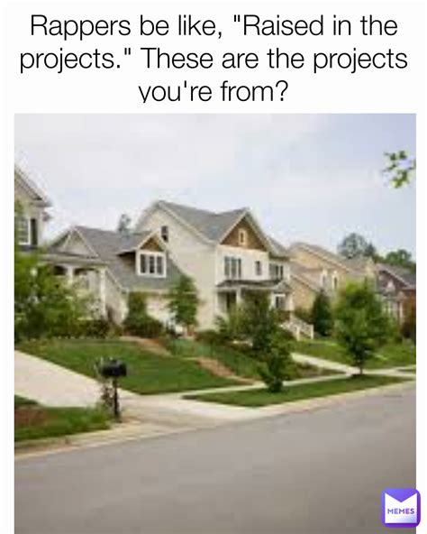 Rappers Be Like Raised In The Projects These Are The Projects You