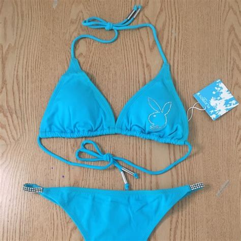 Playboy Swim New Pc Super Sexy Vintage Playboy Thong Bikini Swimsuit Diamonds Large Xl