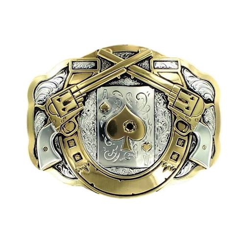 Crumrine Western Belt Buckle Peacemaker Lucky Silver Gold C11259 - Walmart.com