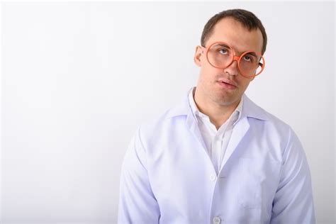 premium photo studio shot  young nerd man