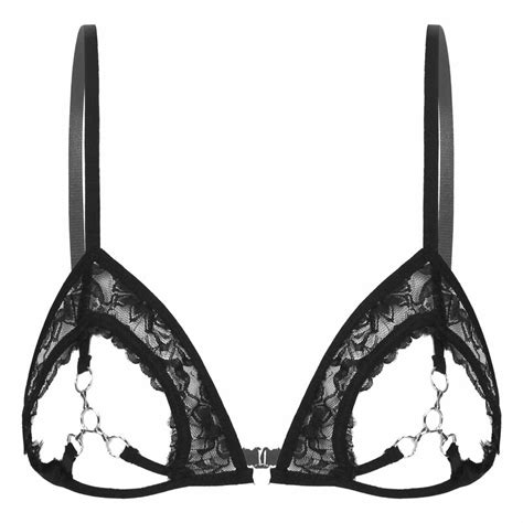 Women Lace Exotic Lingerie Set Underwear Spaghetti Straps Exposed Breasts Underwired Shelf Open