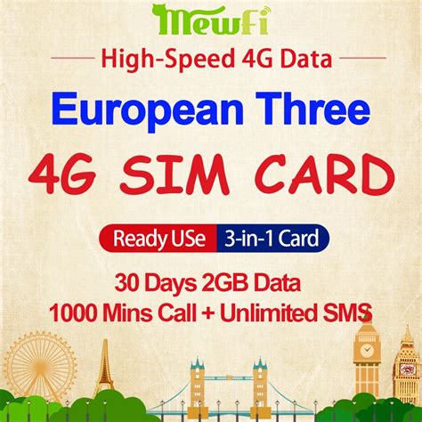 Mewfi Europe Travel Sim Card Days Gb G Data Mins Call