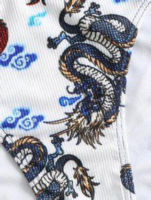 ZAFUL Ribbed Oriental Dragon Print Wrap Bikini Swimwear In SLATE BLUE ZAFUL