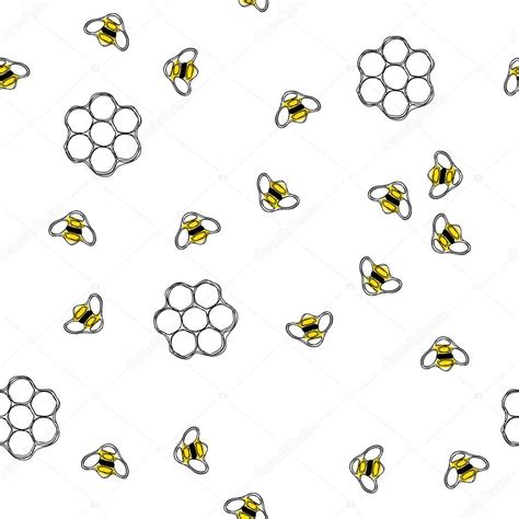 Vuelo De Abejas Y Panales De Patrones Sin Fisuras Bee Honeycomb Bee