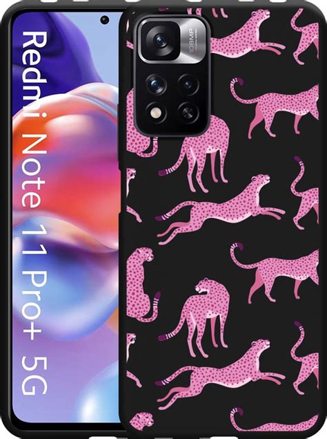 Cazy Hoesje Zwart Geschikt Voor Xiaomi Redmi Note Pro Roze Cheeta