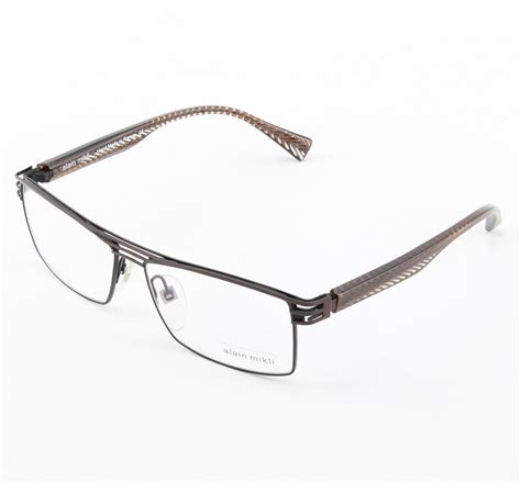 Alain Mikli Eyeglasses Al1104 Col 2 Chocolate Brown With Herringbone Temples