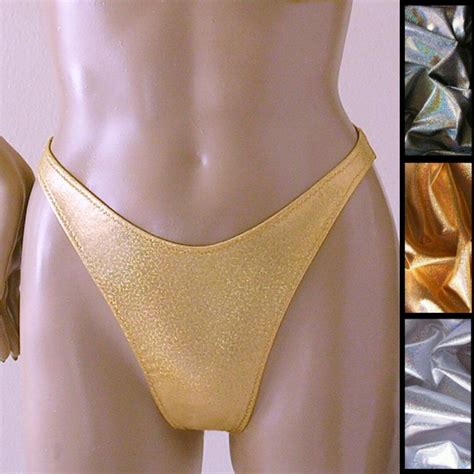 Thong Bikini Bottom With High Leg In Silver Gold And Disco Ball Glitter Hologram Etsy