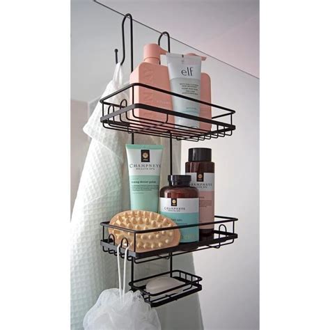 Etagère De Douche D Angle Sans Perçage En Métal Avec 2 Crochets Pour