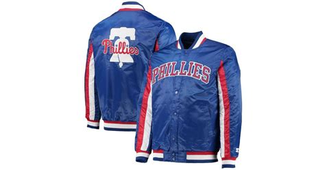 Starter Royal Philadelphia Phillies The Ace Satin Full Snap Jacket In