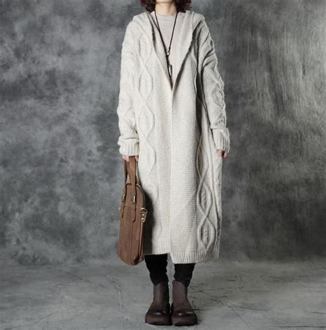 Dark Gray Long Sweater Women Long Coat Long Sweater Coat Plus Size Clothes Hooded Coat In