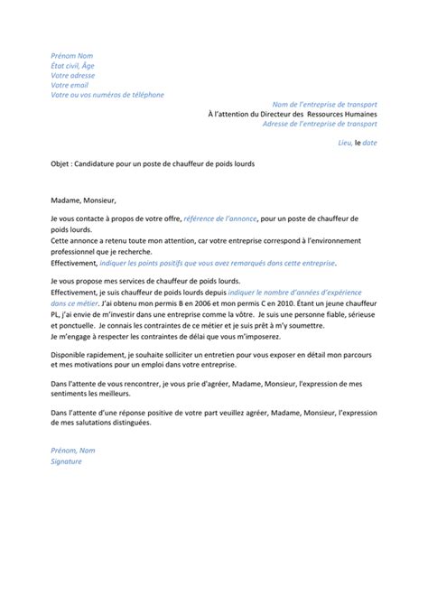 Lettre De Motivation Chauffeur De Poids Lourds Doc Pdf Page Sur