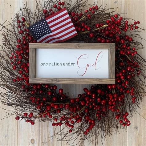 One Nation Under God Sign Patriotic Signs Patriotic Decor Etsy