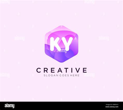 Ky Initial Logo With Colorful Hexagon Modern Business Alphabet Logo