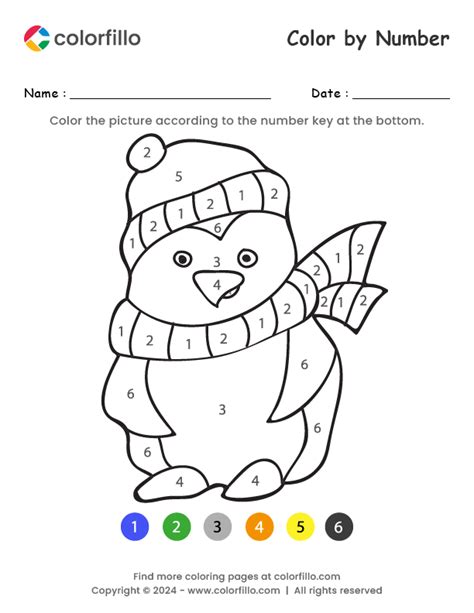 Free Online Penguin Color By Number Colorfillo