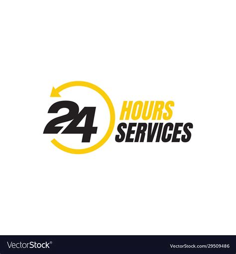 24 Hour Service Logo Icon Stand247 Sign Royalty Free Vector