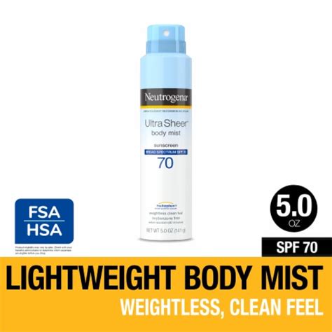 Neutrogena Ultra Sheer Body Mist Sunscreen Broad Spectrum Spf 70 5 Oz Qfc