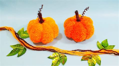 Pumpkins Halloween Decoration Pom Pom Woolen Craft Yarn Crafts Halloween Youtube