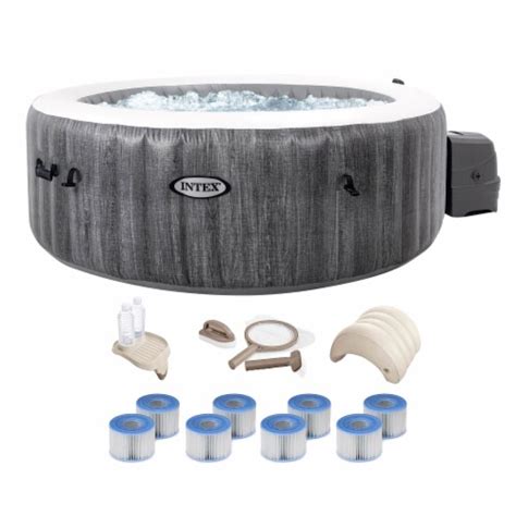 Intex PureSpa Plus Greywood Inflatable Bubble Jet Spa Hot Tub With Deluxe Bundle Piece Kroger