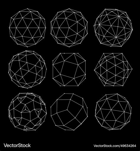 D Sphere Mesh Grid Ball Or In Of Line Royalty Free Vector